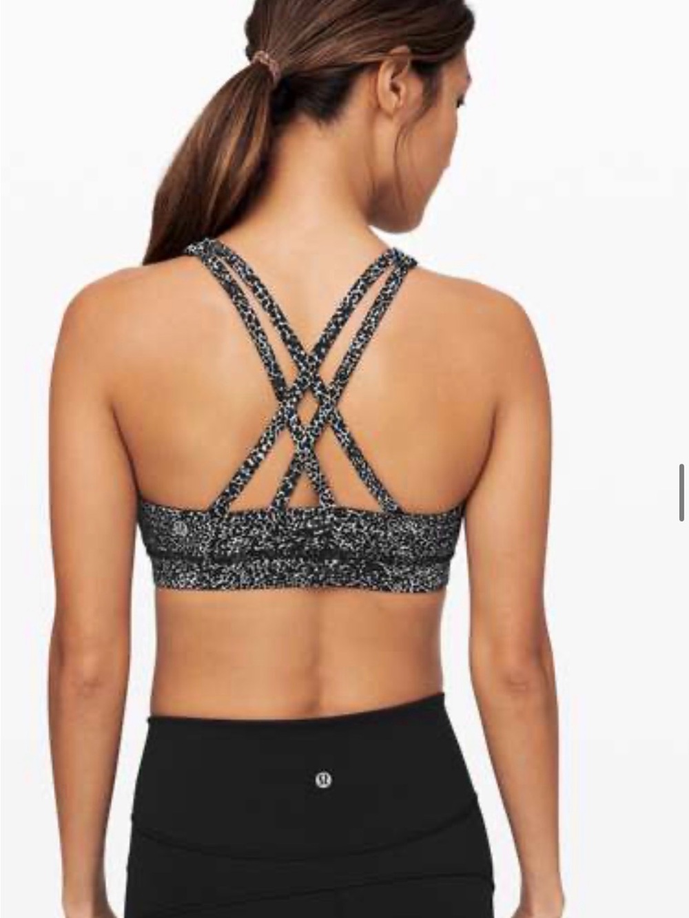 lululemon athletica Black & White Speckle energy Sports Bra